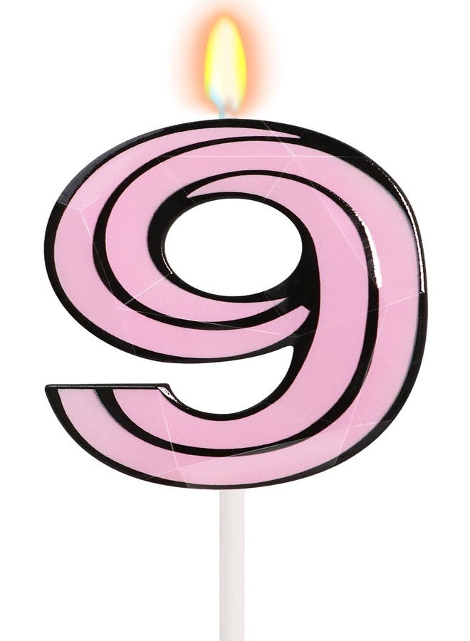OGnomiFX Pink Soccer Birthday Candle - Number 9 Candle, Pink & Black Cake Topper for Girls and Boys, Sport Soccer Birthday Party Decorations - Image 1
